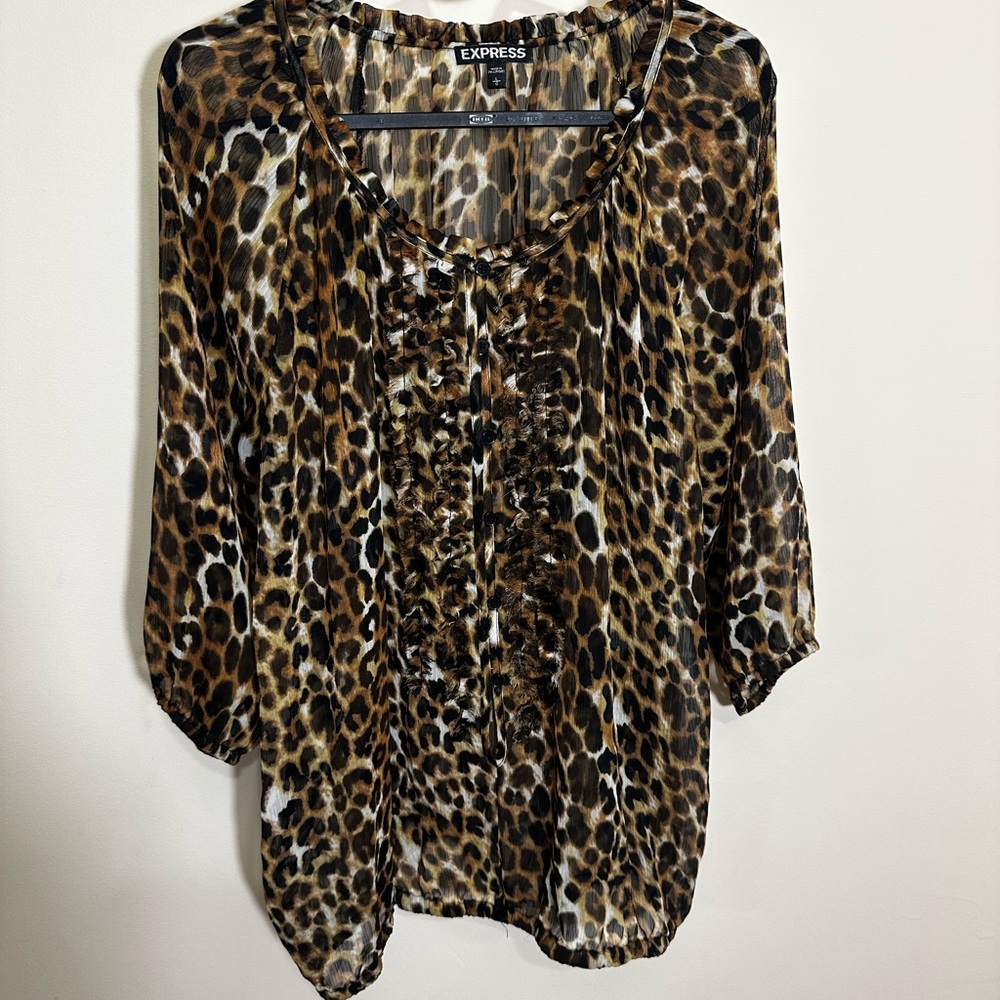 Express Animal Print Blouse in Brown and Black